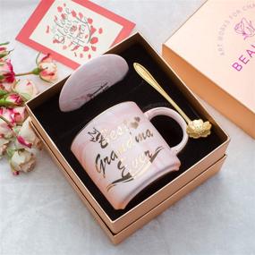 img 2 attached to 👵 Luspan Best Grandma Gifts - Gifts for Grandma - Best Grandma Ever Pink Marble Ceramic Coffee Mug 11.5oz with Lid