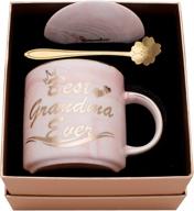 👵 luspan best grandma gifts - gifts for grandma - best grandma ever pink marble ceramic coffee mug 11.5oz with lid logo