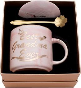 img 4 attached to 👵 Luspan Best Grandma Gifts - Gifts for Grandma - Best Grandma Ever Pink Marble Ceramic Coffee Mug 11.5oz with Lid