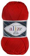 🧶 alize diva plus 100% microfiber acrylic silk and mercerized effect 3 dk & light worsted yarn - 1 ball skein, 100gr, 240 yds - color 56 red logo