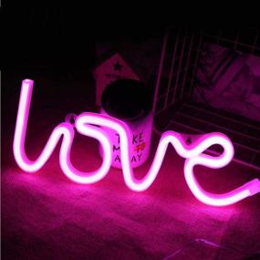 img 4 attached to Party Supplies: MorTime LED Neon Light Sign - Pink Love - Ideal Girls Room Decoration Accessory and Table Decoration