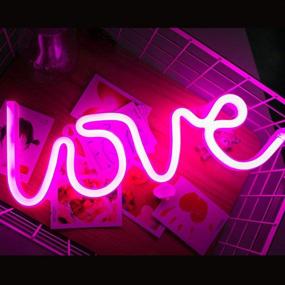 img 1 attached to Party Supplies: MorTime LED Neon Light Sign - Pink Love - Ideal Girls Room Decoration Accessory and Table Decoration