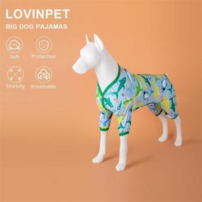 img 3 attached to LovinPet Big Dog Pullover with Full Belly Coverage for Larger Breeds - Pitbull Print Shirt for Men - Lightweight Pet Pajamas with Rabbit and Wild Horse Prints - Full Coverage Large Dog Onesie Jumpsuit