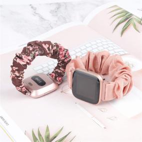 img 2 attached to 🎀 TOYOUTHS 2-Pack Fitbit Versa/Versa 2 Bands Scrunchie Elastic Versa Lite Special Edition Wristband - Cloth Fabric Stretchy Scrunchy Bracelet for Women Girls