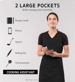 img 1 attached to 👩 Syntus 2 Pack Adjustable Bib Apron - Waterdrop Resistant - 2 Pockets - Ideal for Women and Men Chefs - Black - Cooking Kitchen Aprons