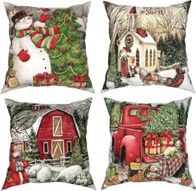 img 4 attached to Christmas Cushion Farmhouse Pillowcase Decorations