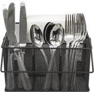 🍽️ sorbus utensil caddy - silverware, napkin holder & condiment organizer (black) логотип