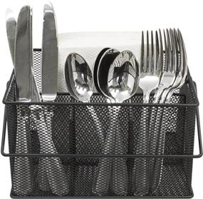 img 4 attached to 🍽️ Sorbus Utensil Caddy - Silverware, Napkin Holder & Condiment Organizer (Black)