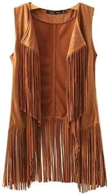 img 3 attached to Trendy Sleeveless Vest Cardigan Jacket with Tassels Fringe - Stylish Outwear Tops