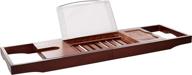 🛀 luxury dark walnut brown bathtub caddy: extendable eco-friendly bamboo tray with wine, book, & tablet holder logo
