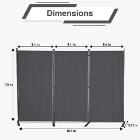 img 3 attached to Versatile and Stylish Gray 🏞️ 3-Panel Indoor/Outdoor Room Divider-Flat Leg Design (102'')