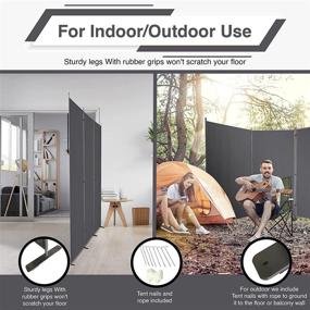 img 2 attached to Versatile and Stylish Gray 🏞️ 3-Panel Indoor/Outdoor Room Divider-Flat Leg Design (102'')