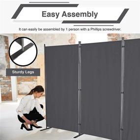 img 1 attached to Versatile and Stylish Gray 🏞️ 3-Panel Indoor/Outdoor Room Divider-Flat Leg Design (102'')