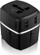 🌍 bonazza universal travel adapter kit - 4amps, 4 usb ports - uk, us, au, europe - all-in-one plug adapter - over 150 countries! compatible with iphone, android & all usb devices! logo