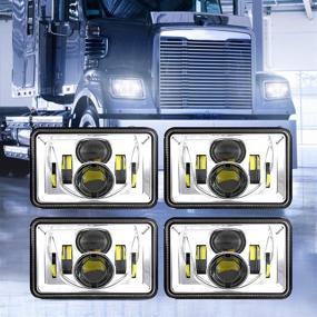 img 4 attached to Auxbeam 60W 4x6 LED Headlights: DOT Approved Replacement for Peterbilt Kenworth Freightinger Ford Probe Chevrolet Oldsmobile Cutlass Trucks (4Pcs Silver)