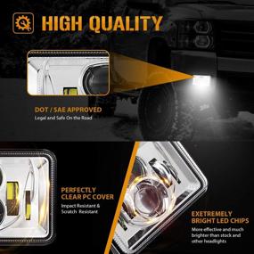 img 2 attached to Auxbeam 60W 4x6 LED Headlights: DOT Approved Replacement for Peterbilt Kenworth Freightinger Ford Probe Chevrolet Oldsmobile Cutlass Trucks (4Pcs Silver)
