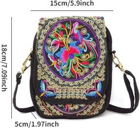 img 3 attached to 👜 Honbay Yunnan Ethnic Style Handmade Embroidered Canvas Crossbody Bag - Mini Flip Shoulder Bag for Women and Girls
