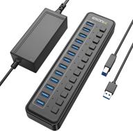 🔌 impressive 13-port idsonix usb 3.0 hub: 5gbps high-speed data transfer, fast charging, and individual switches - black логотип