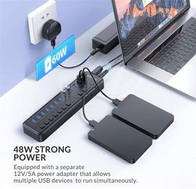 img 2 attached to 🔌 Impressive 13-Port iDsonix USB 3.0 Hub: 5Gbps High-Speed Data Transfer, Fast Charging, and Individual Switches - Black