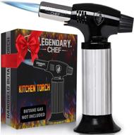 🔥 culinary cooking torch - professional kitchen food torch for creme brulee, baking, desserts and searing - butane torch lighter with lock and adjustable flame (black) logo