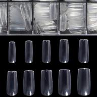 💅 btartbox clear full cover nails - 500pcs square shaped acrylic false nail tips with case for nail salons and diy nail art, 10 sizes logo