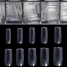 img 4 attached to 💅 BTArtbox Clear Full Cover Nails - 500pcs Square Shaped Acrylic False Nail Tips with Case for Nail Salons and DIY Nail Art, 10 Sizes