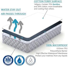 img 1 attached to 🌬️ Cooling Waterproof Twin Mattress Cover - Bamboo Mattress Protector Pad - Fitted Bed Cover with Deep Pocket - Breathable Noiseless Twin Size Mattress Protector