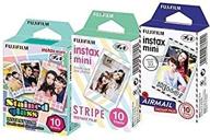 🎞️ fuji instax mini films - stained glass, stripe, and airmail (mini 8/50s, mini 90, mini 25) - pack of 3 logo