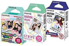 img 3 attached to 🎞️ Fuji Instax Mini Films - Stained Glass, Stripe, and Airmail (Mini 8/50s, Mini 90, Mini 25) - Pack of 3