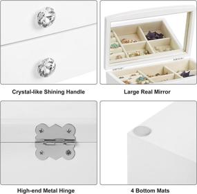 img 2 attached to 🎀 SONGMICS 3-Tier Jewelry Box, Wooden Jewelry Organizer with Large Mirror - Rings, Necklaces, Earrings, Bracelets - White UJOW03W