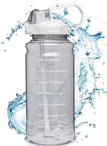 img 4 attached to 💧 El Maigo Motivational 64 OZ Water Bottle with Time Marker and Straw - Flip Top Leaakproof Half Gallon Water Bottle - Reusable BPA Free Tritan 2 Liter Water Jug for Fitness, Gym, and Outdoor Sports