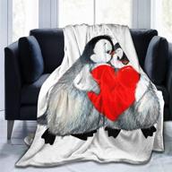 ❤️ foruidea valentine's day cute animal penguins flannel throw blanket - heart design for boys and girls. soft, lightweight, warm and cozy bedspread/coverlet/bed cover - 40x50 inch. logo