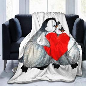 img 2 attached to ❤️ Foruidea Valentine's Day Cute Animal Penguins Flannel Throw Blanket - Heart Design for Boys and Girls. Soft, Lightweight, Warm and Cozy Bedspread/Coverlet/Bed Cover - 40x50 inch.