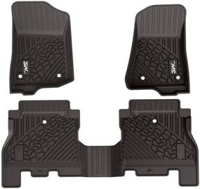 img 4 attached to 🔴 3W Floor Mats for Jeep Wrangler JL 2018-2021 - Grey Logo TPE Floor Liner - First and Second Row Full Set Car Mats