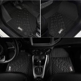 img 3 attached to 🔴 3W Floor Mats for Jeep Wrangler JL 2018-2021 - Grey Logo TPE Floor Liner - First and Second Row Full Set Car Mats