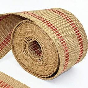 img 4 attached to 🎀 ZAIONE 10 Yards 2" Roll Natural Burlap Red Line Jute Webbing Ribbon Upholstery Chair Webbing Tape with Red Stripes - Ideal for Outdoor DIY Gear Repair