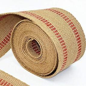 img 2 attached to 🎀 ZAIONE 10 Yards 2" Roll Natural Burlap Red Line Jute Webbing Ribbon Upholstery Chair Webbing Tape with Red Stripes - Ideal for Outdoor DIY Gear Repair