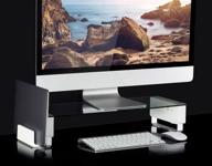 🖥️ glass monitor stand with 3 usb ports | desktop riser, fits 24-32 inch screens | 66 lbs capacity - mount-it! логотип