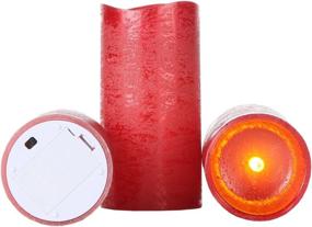 img 2 attached to 🕯️ Set of 3 Lily's Home Everlasting Flameless Flickering LED Candles with Remote and Timer - Battery Powered, Scent and Smoke Free, Kid and Pet Safe - Ideal for Holiday Decor - Red