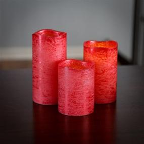 img 3 attached to 🕯️ Set of 3 Lily's Home Everlasting Flameless Flickering LED Candles with Remote and Timer - Battery Powered, Scent and Smoke Free, Kid and Pet Safe - Ideal for Holiday Decor - Red