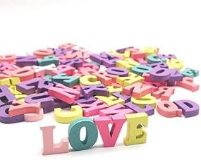 img 2 attached to 🎨 200 Pcs Candy Colors Mixed Wooden Alphabet for DIY Scrapbooking Craft Wedding Party Home Decoration Wood Letters Education - 0.6 Inch