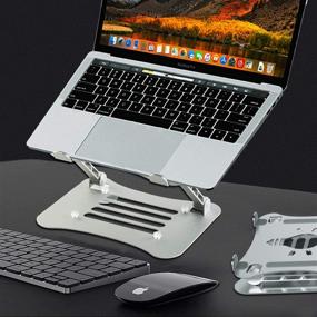 img 1 attached to 🖥️ Enhanced Ergonomics: Adjustable Laptop Stand with Heat-Vent for MacBook, Air, Pro & All Laptops - Gray