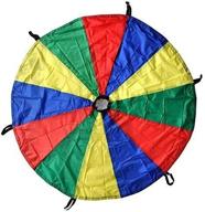 🌈 gsi rainbow parachute toy tent for kids - 6 feet 6 handles - ideal for active play, gymnastics, team building, and outdoor activities logo