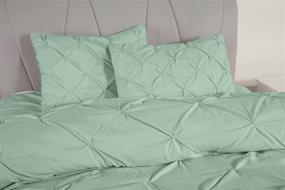 img 2 attached to 🛏️ Queen Size Seafoam Green Pintuck Pinch Pleat Bedding Comforter Set from Berlin - 3-Piece