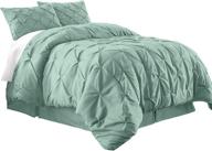 🛏️ queen size seafoam green pintuck pinch pleat bedding comforter set from berlin - 3-piece logo
