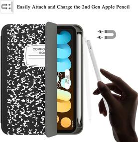 img 1 attached to 📱 Soke New iPad Mini 6 Case 2021 with Pencil Holder - Full Body Protection + 2nd Gen Apple Pencil Charging + Auto Wake/Sleep - Soft TPU Back Cover for 2021 iPad Mini 6th Generation 8.3 inch - BookBlack