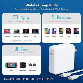 img 1 attached to 💡 Kiolafy 96W USB C Power Adapter for MacBook Pro Charger 13 15 16 inch 2020 2019 2018 | Compatible with USB C 96W 87W 61W PD Power Charger | Includes USB-C to USB-C Charge Cable (6.6ft/2m)