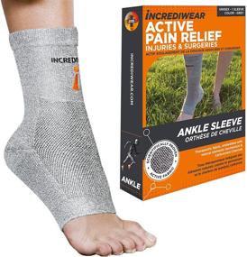 img 4 attached to 🦵 Incrediwear Ankle Sleeve - Joint Pain, Swelling & Inflammation Ankle Brace for Women and Men - Support for Workout, Running, and Joint Pain Relief (Grey, Small/Medium)