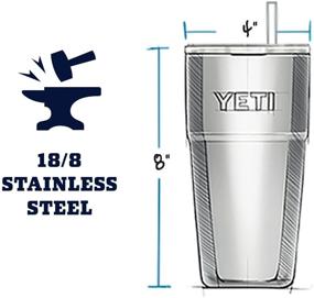 img 3 attached to YETI Rambler 26 oz Straw Cup: Vacuum Insulated Stainless Steel with Straw Lid - Highlands Olive