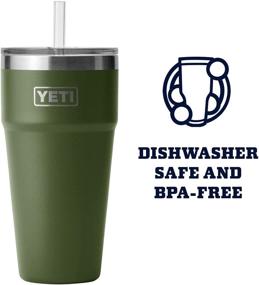 img 2 attached to YETI Rambler 26 oz Straw Cup: Vacuum Insulated Stainless Steel with Straw Lid - Highlands Olive